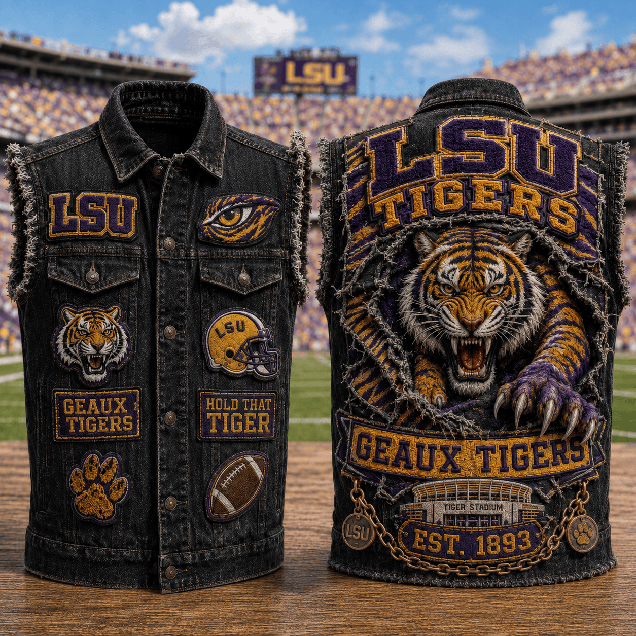 LSU PREMIUM DENIM VEST TTNL