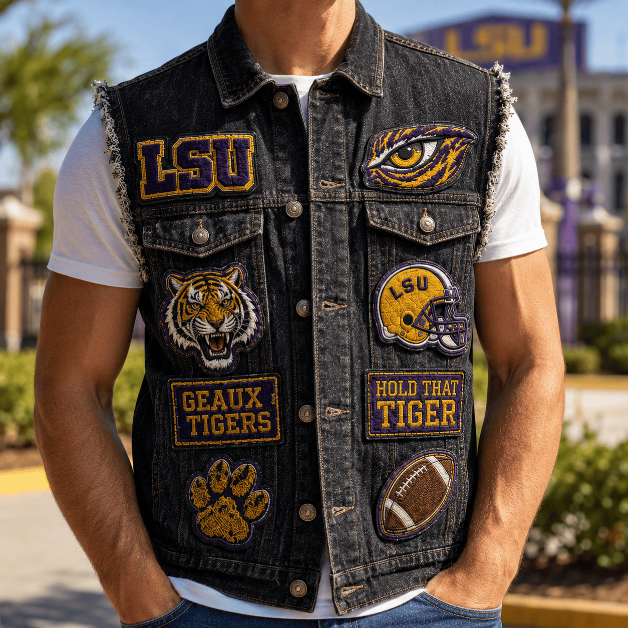 LSU PREMIUM DENIM VEST TTNL